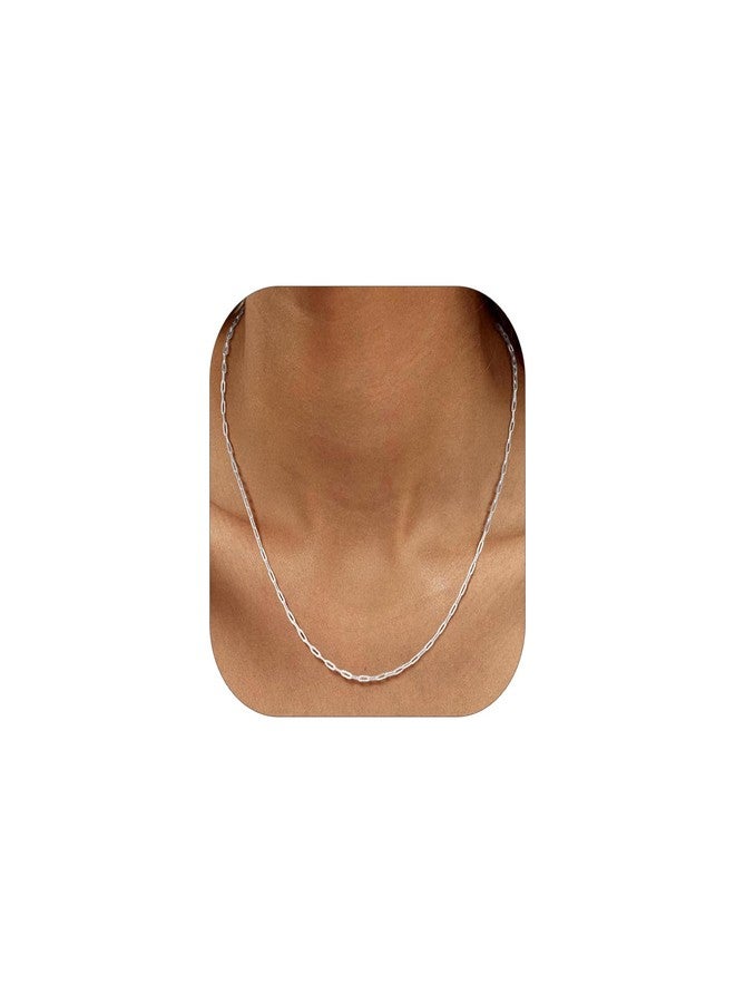 PROSILVER Sterling Silver Paper Clip Chain Necklace Simple Necklace for Women - Image 1